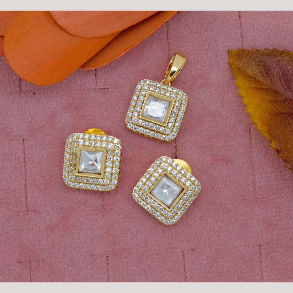 Manisha Jewellery Gold Plated Crystal Stone Pendant Set