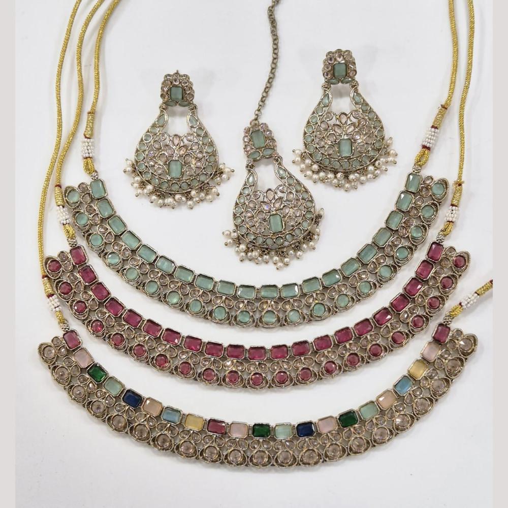 Manisha Jewellery Gold Plated Crystal And Pearl Necklace Set