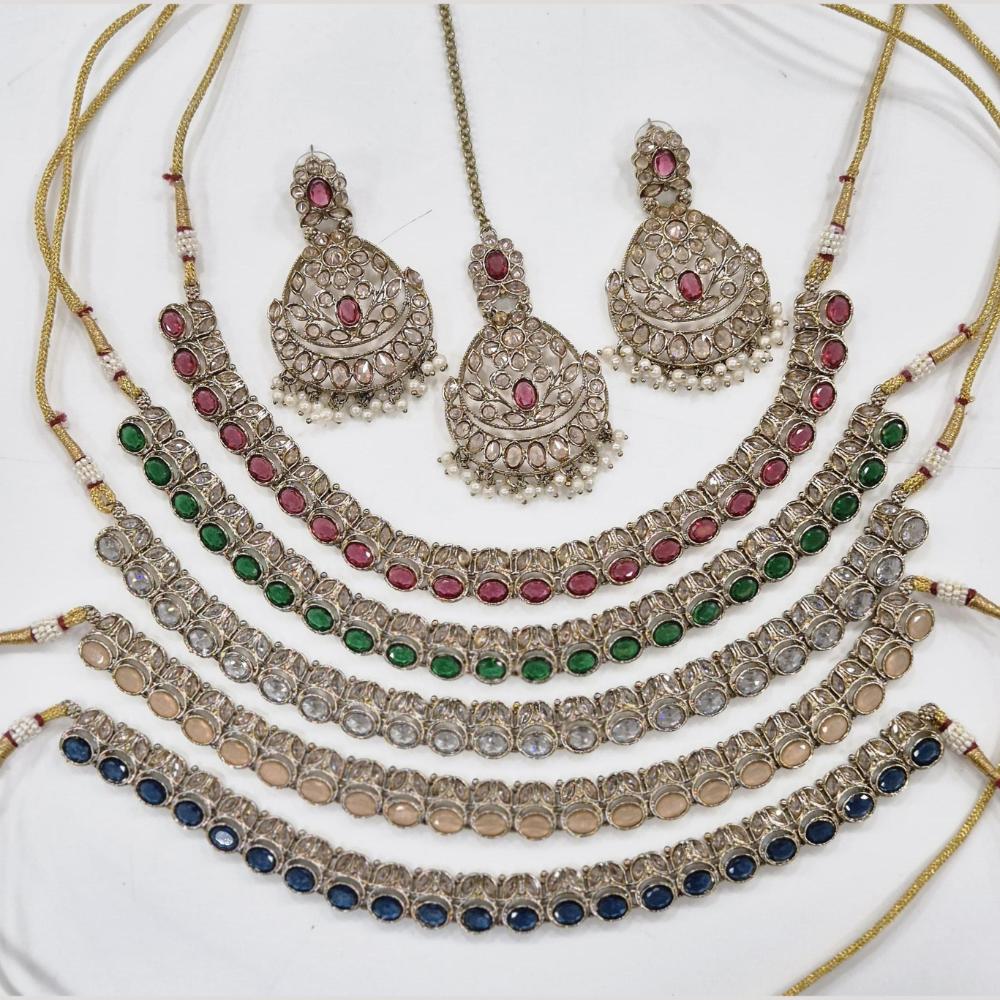 Manisha Jewellery Gold Plated Crystal And Pearl Necklace Set