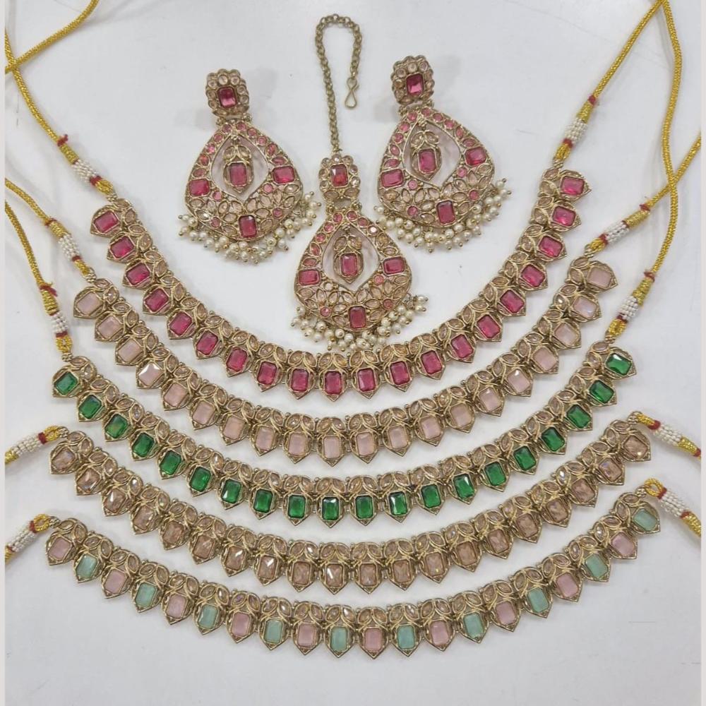 Manisha Jewellery Gold Plated Crystal And Pearl Necklace Set