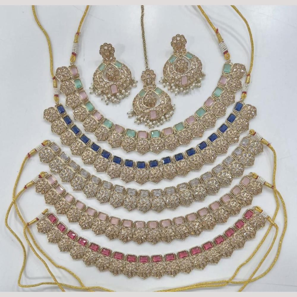 Manisha Jewellery Gold Plated Crystal And Pearl Necklace Set