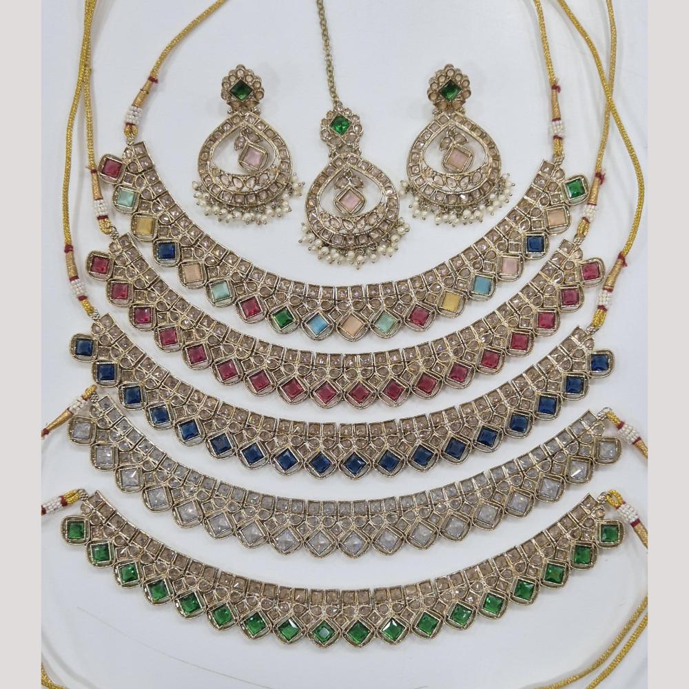 Manisha Jewellery Gold Plated Crystal And Pearl Necklace Set