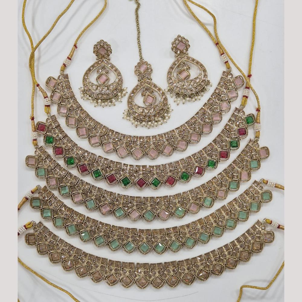 Manisha Jewellery Gold Plated Crystal And Pearl Necklace Set