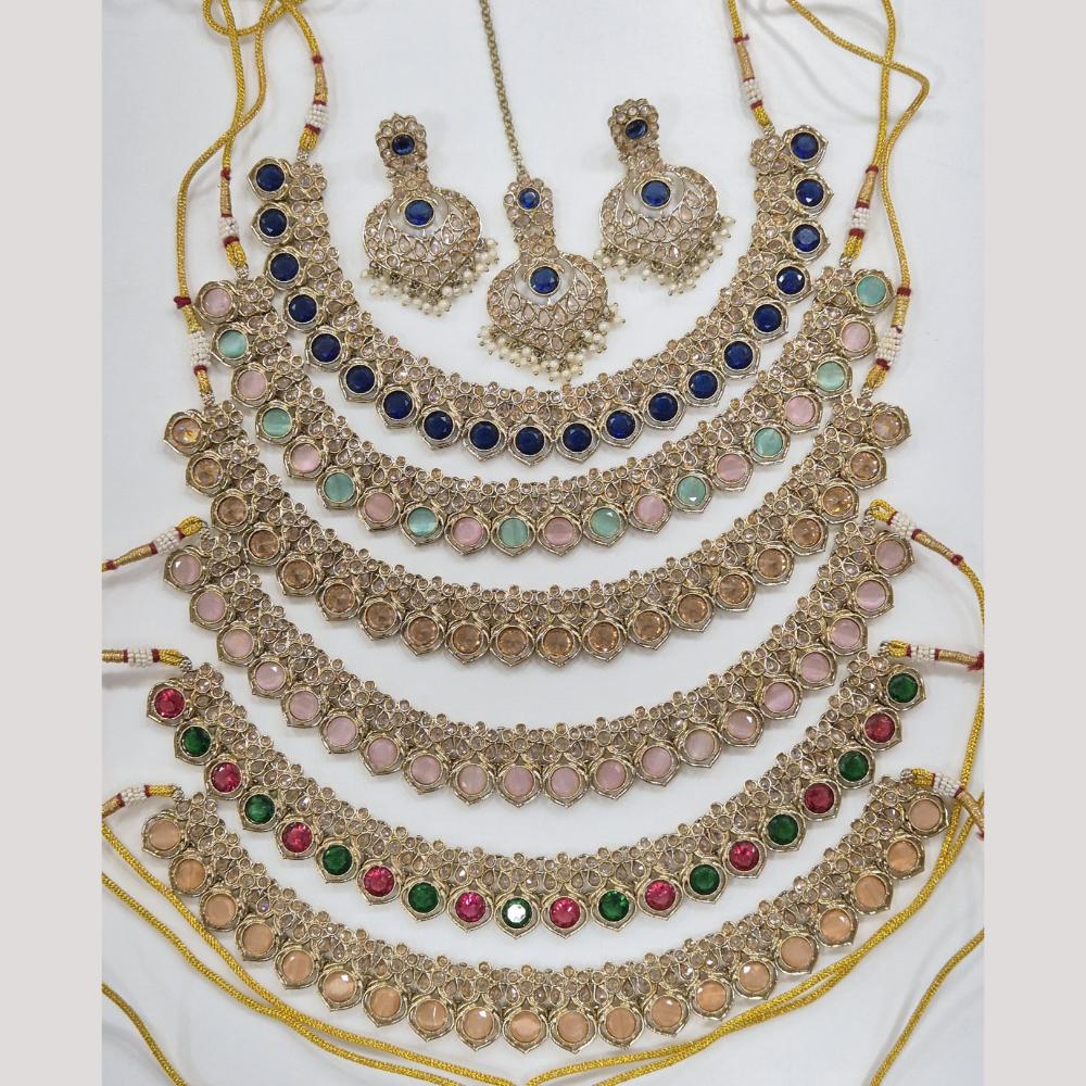 Manisha Jewellery Gold Plated Crystal And Pearl Necklace Set