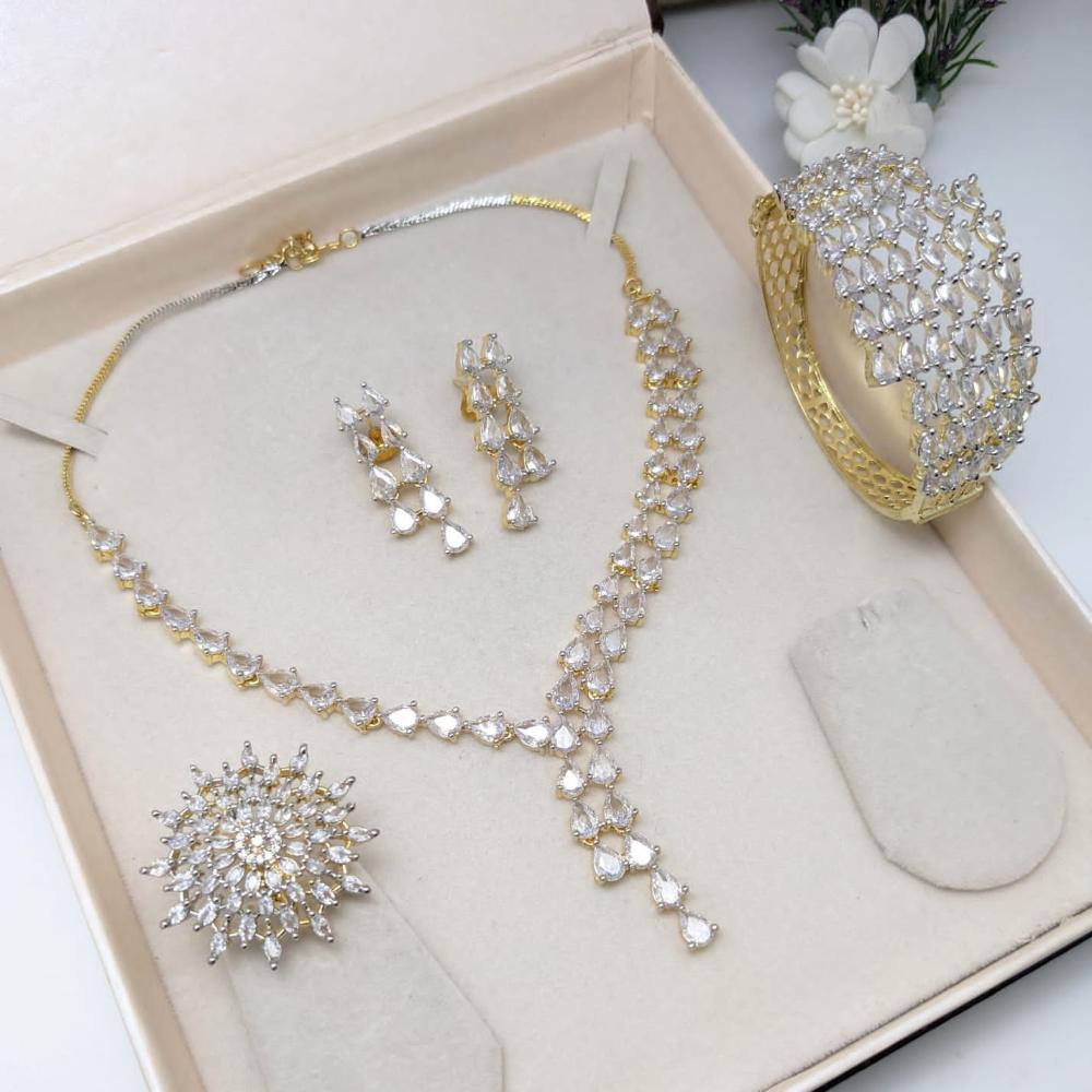 Manisha Jewellery Gold Plated American Diamond Combo Set