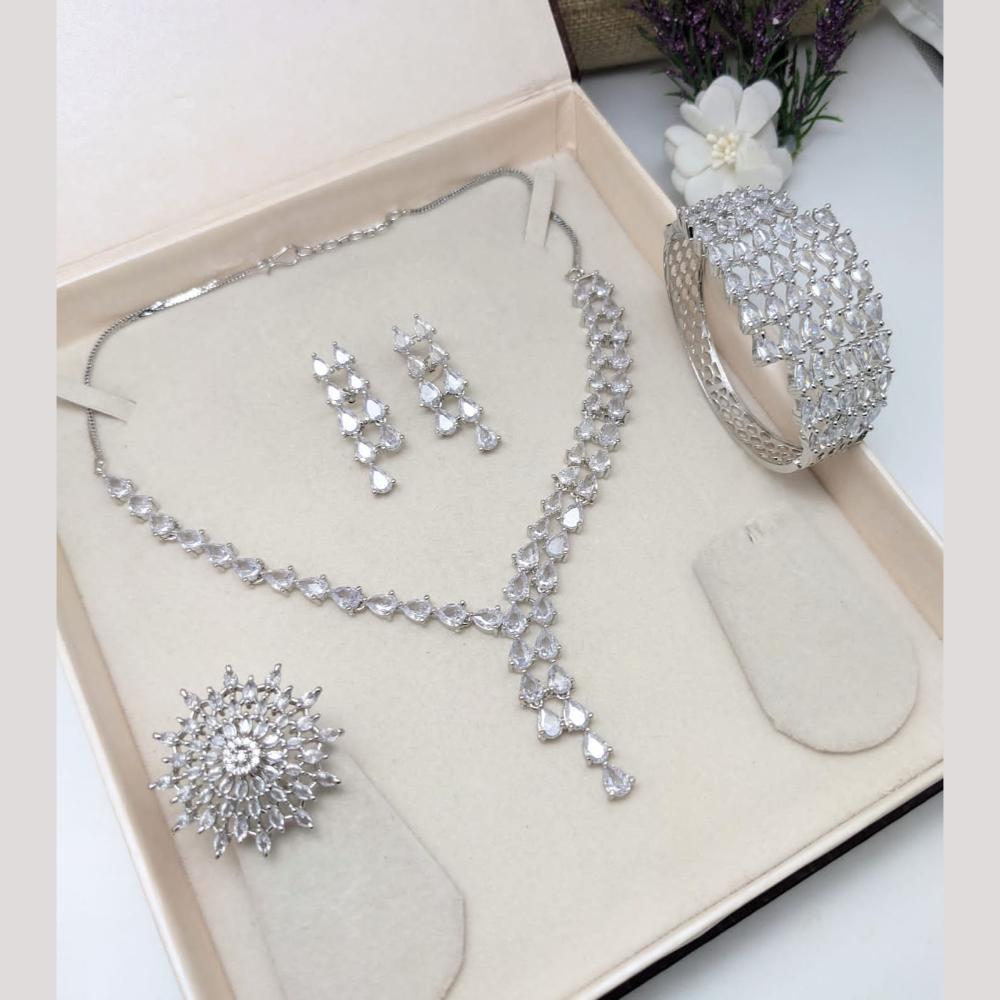 Manisha Jewellery Silver Plated American Diamond Combo Set