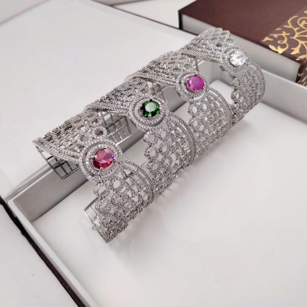 Manisha Jewellery Silver Plated American Diamond Openable Bracelet