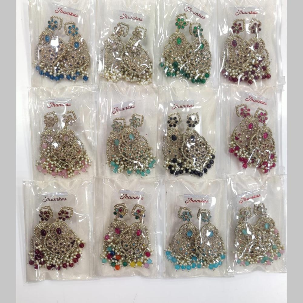 Manisha Jewellery Gold Plated Crystal Stone And Beads Dangler Earrings