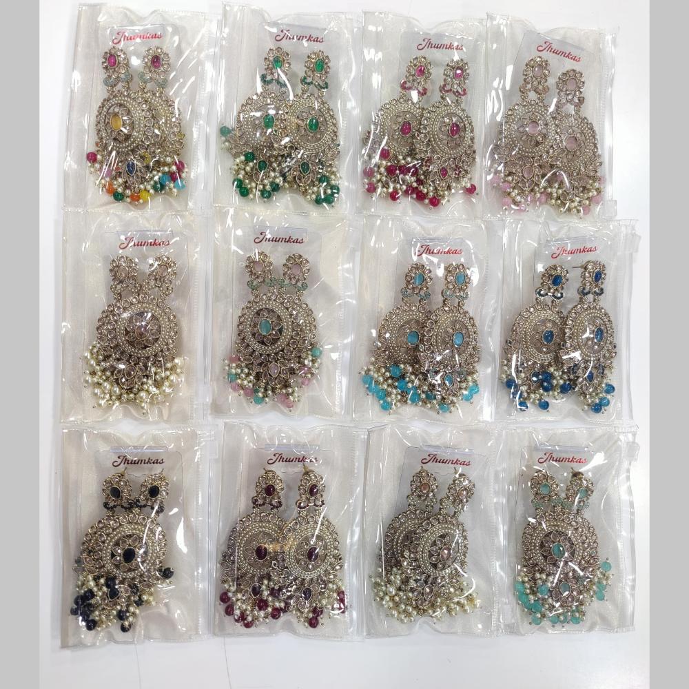 Manisha Jewellery Gold Plated Crystal Stone And Beads Dangler Earrings