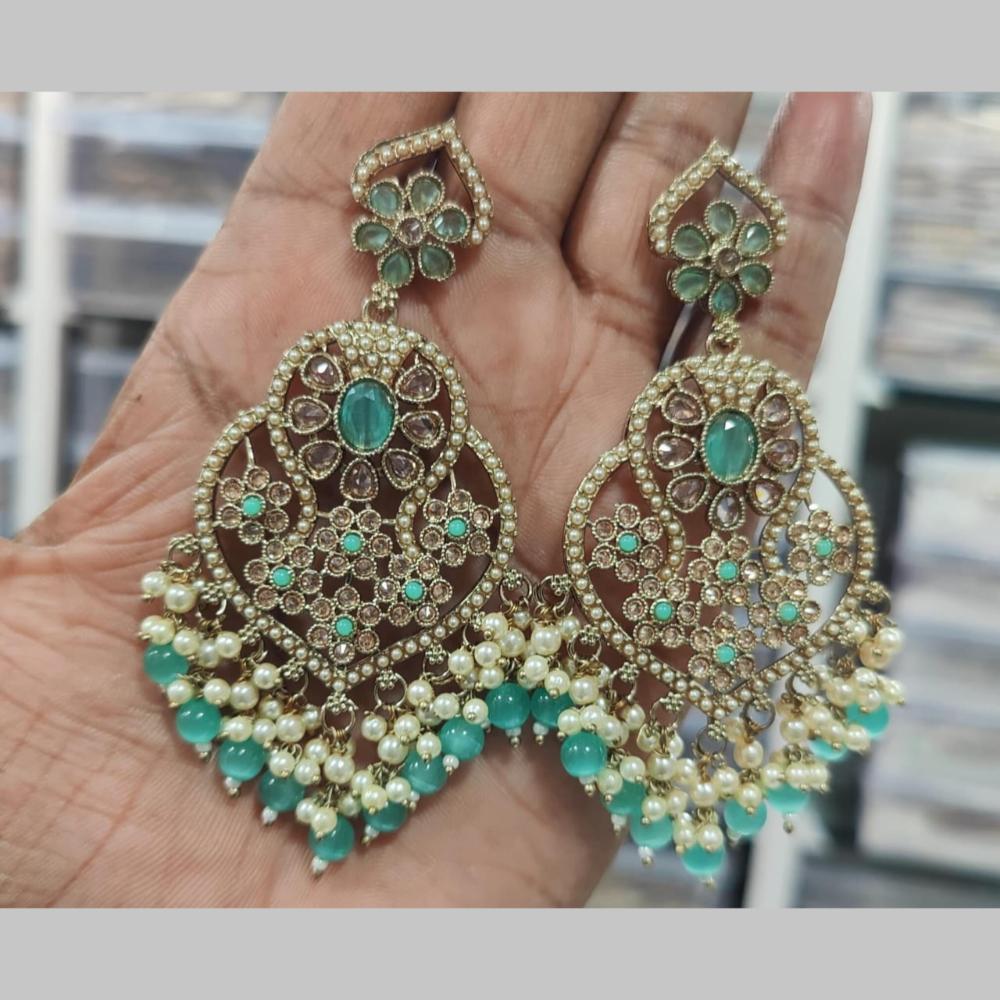 Manisha Jewellery Gold Plated Crystal Stone And Beads Dangler Earrings