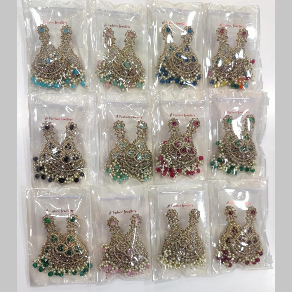 Manisha Jewellery Gold Plated Crystal Stone And Beads Dangler Earrings