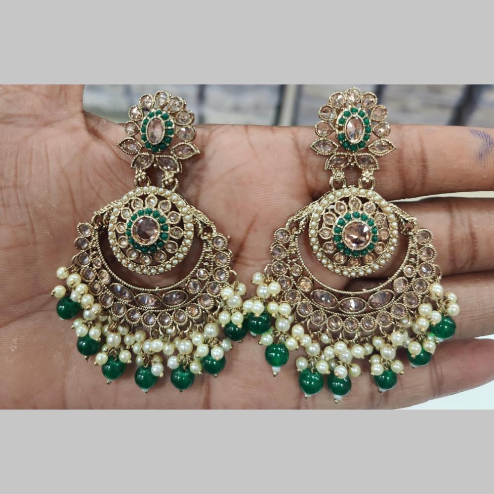 Manisha Jewellery Gold Plated Crystal Stone And Beads Dangler Earrings