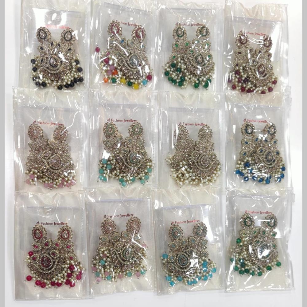 Manisha Jewellery Gold Plated Crystal Stone And Beads Dangler Earrings