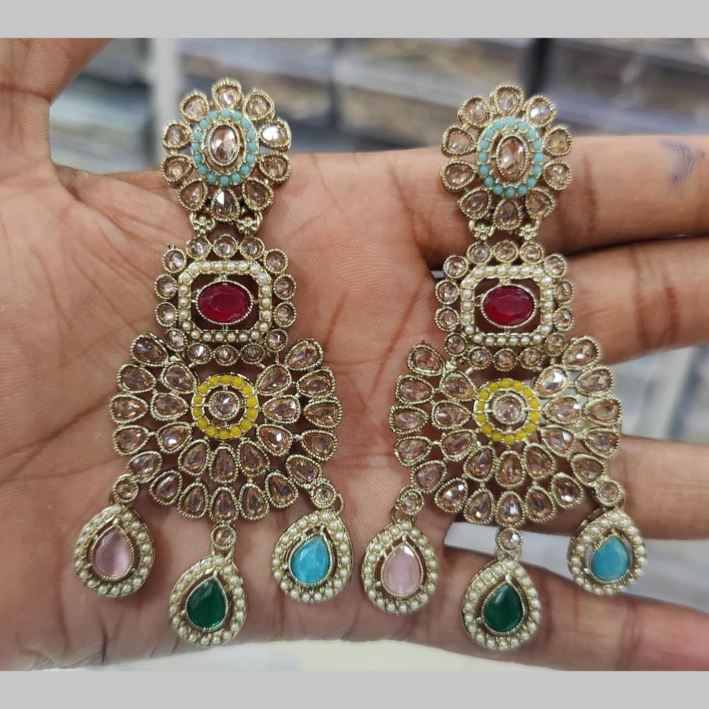 Manisha Jewellery Gold Plated Crystal Stone And Beads Dangler Earrings