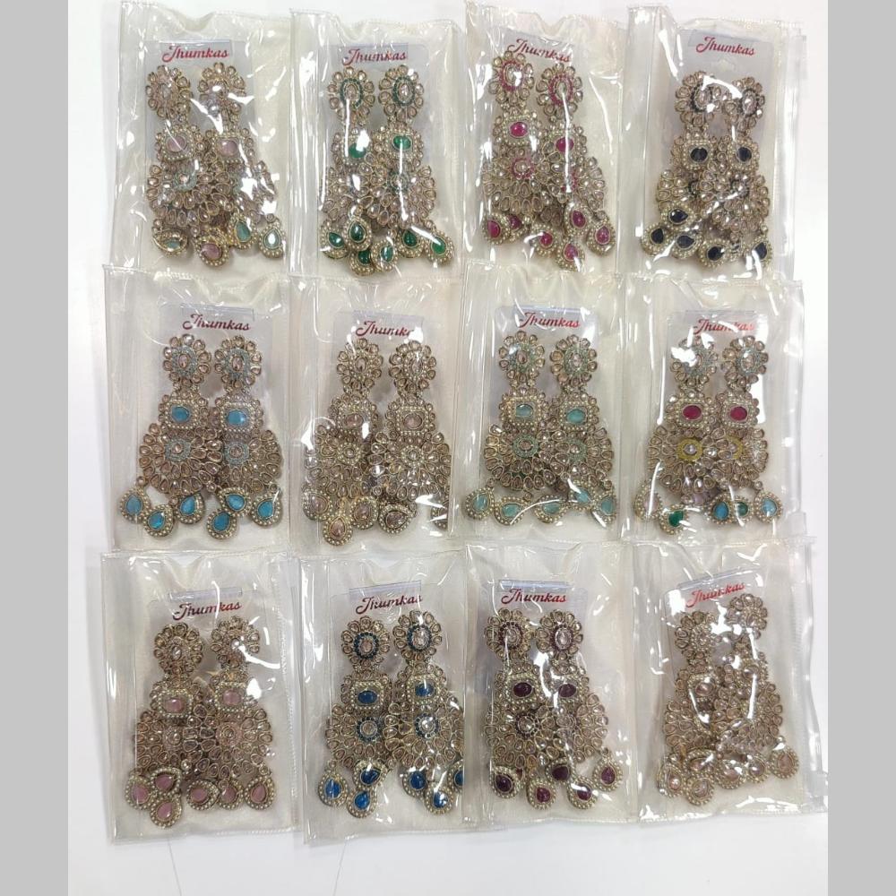 Manisha Jewellery Gold Plated Crystal Stone And Beads Dangler Earrings