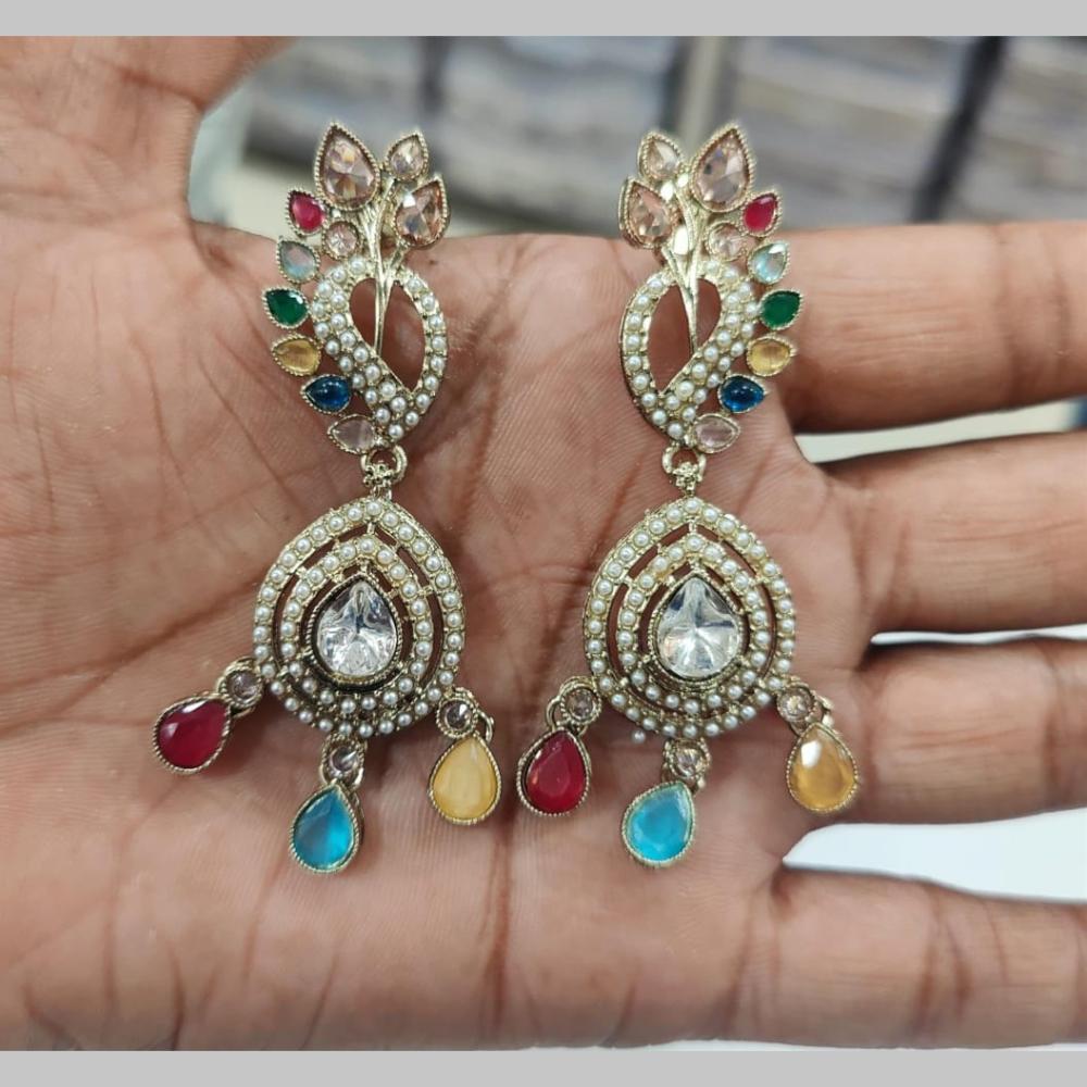 Manisha Jewellery Gold Plated Crystal Stone And Beads Dangler Earrings