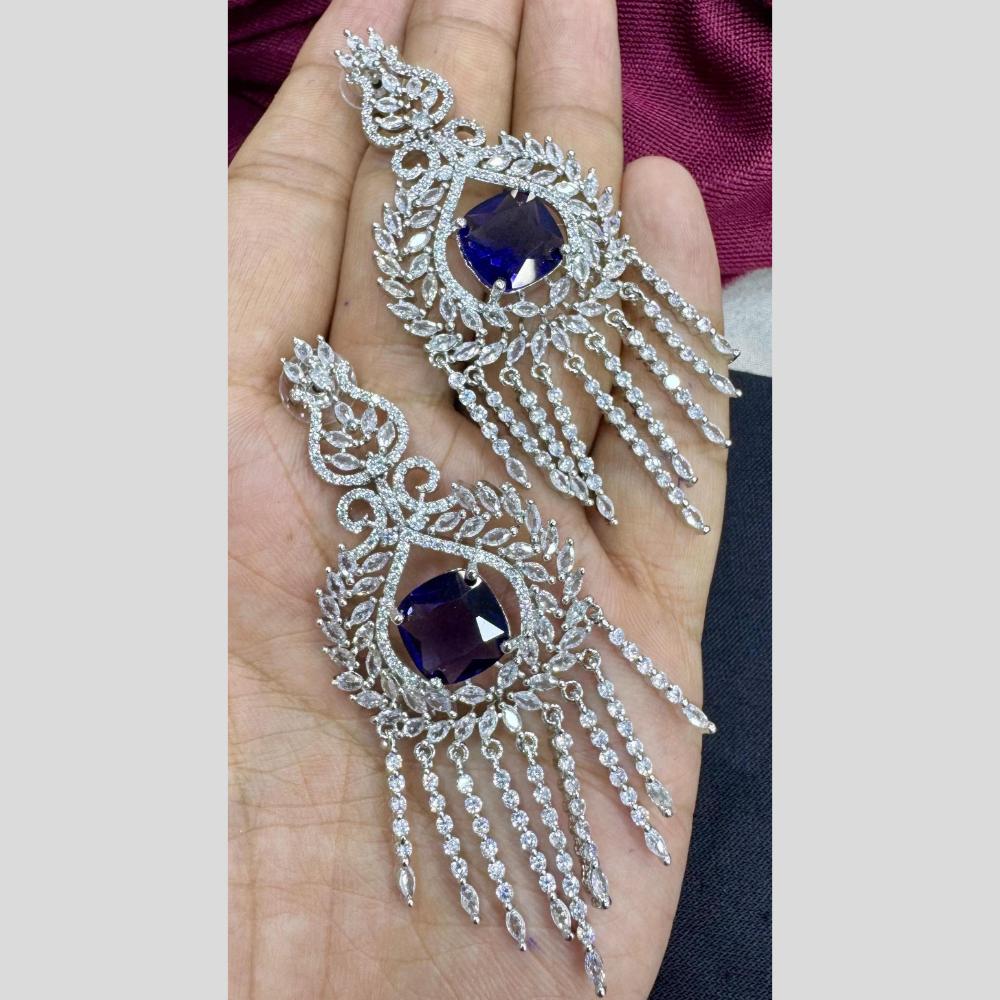 Manisha Jewellery Silver Plated American Diamond Dangler Earrings