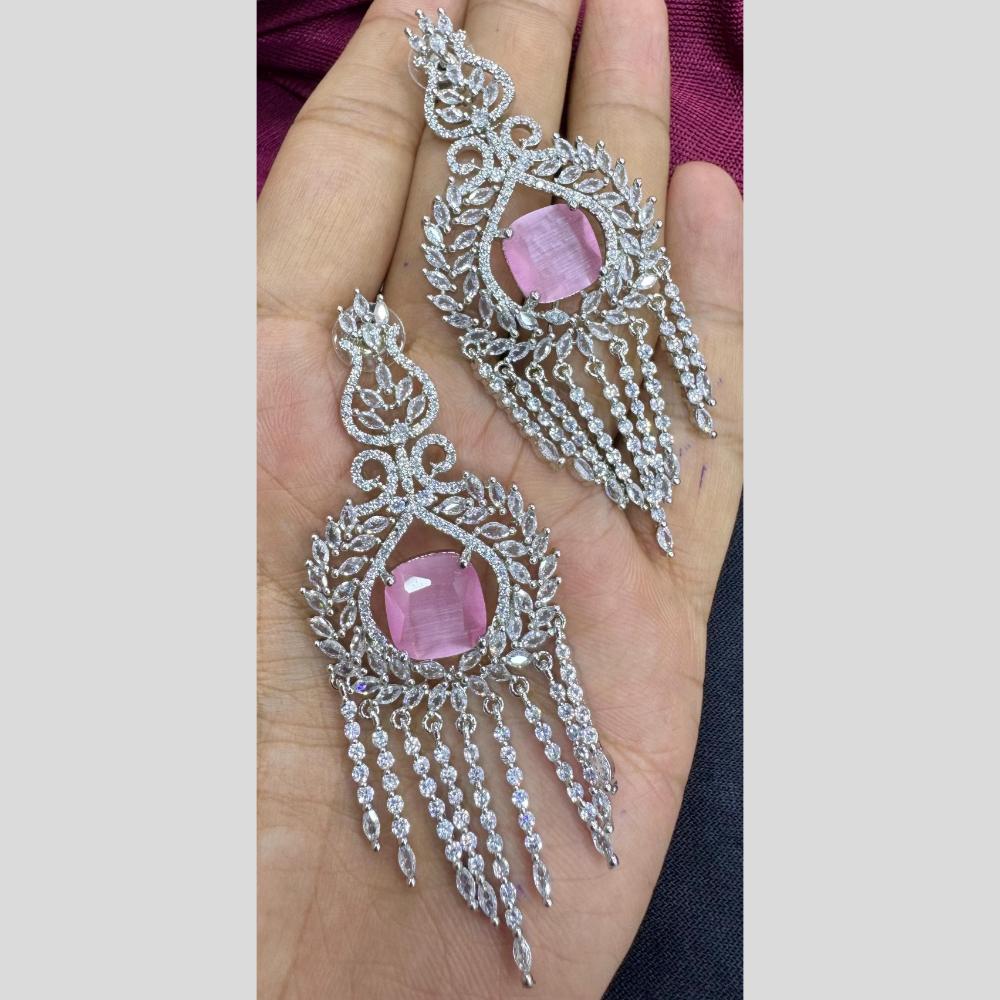 Manisha Jewellery Silver Plated American Diamond Dangler Earrings