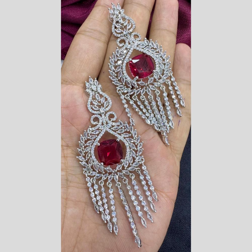 Manisha Jewellery Silver Plated American Diamond Dangler Earrings