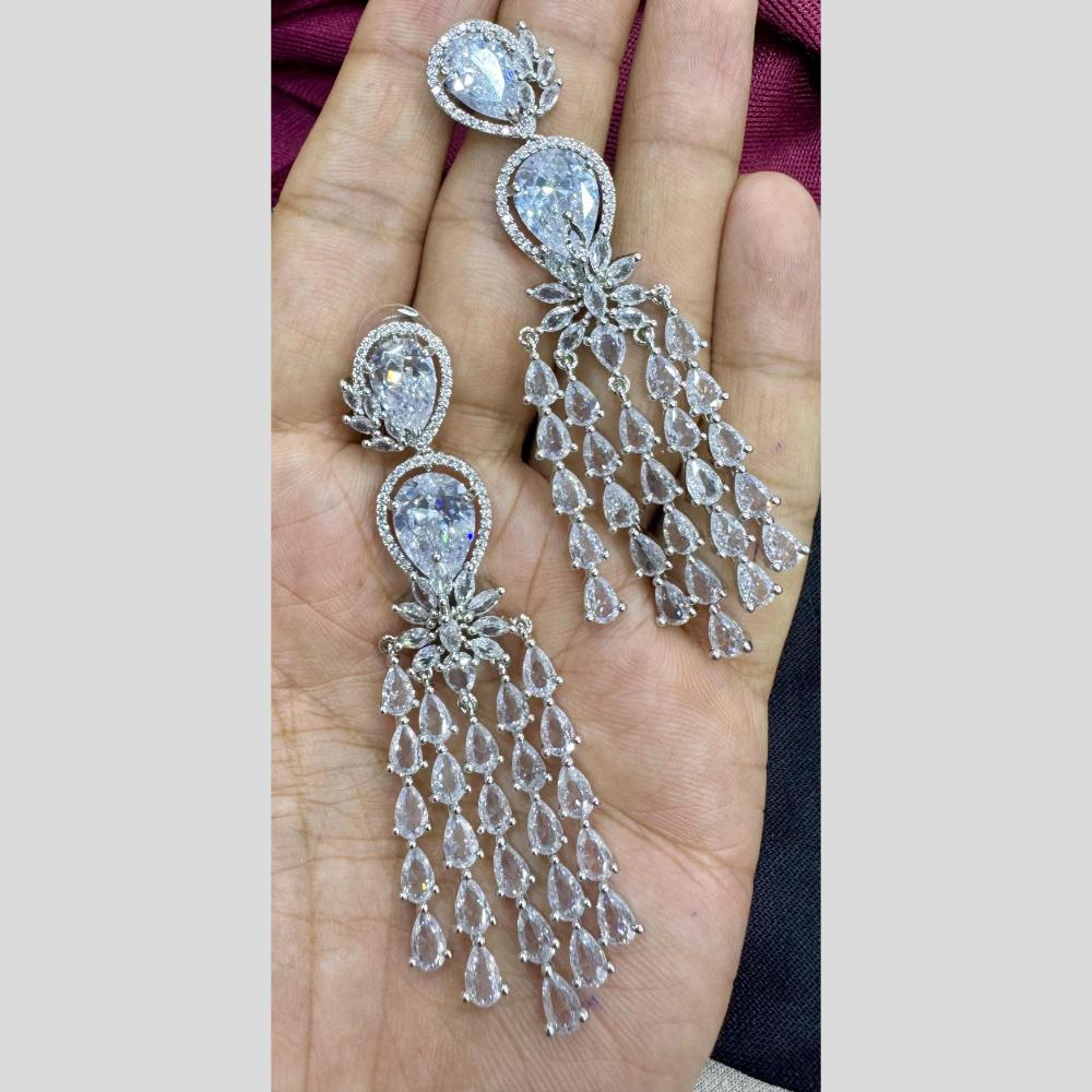 Manisha Jewellery Silver Plated American Diamond Dangler Earrings