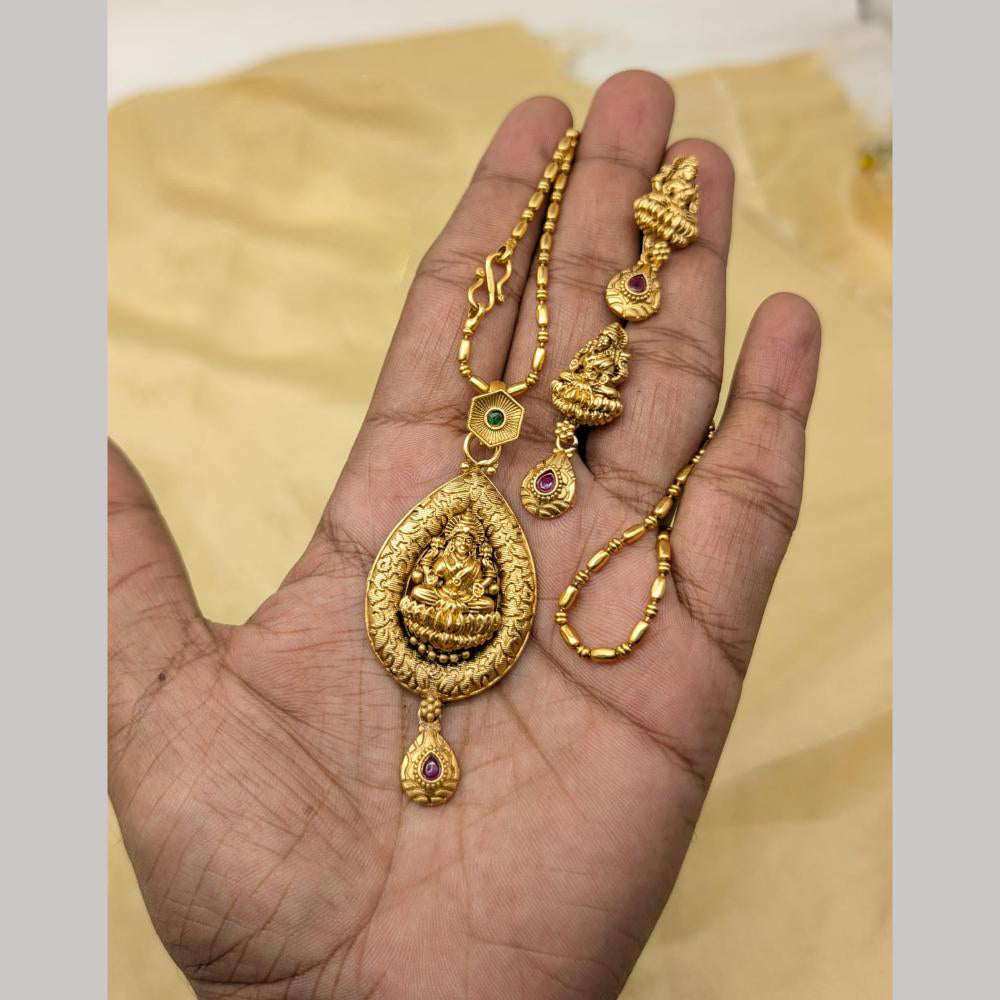 Manisha Jewellery Gold Plated Pota Stone Temple Chain Pendant