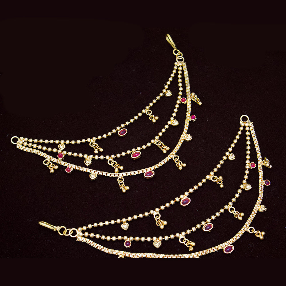 Manisha Jewellery Gold Plated Pota Stone Kaan Chain