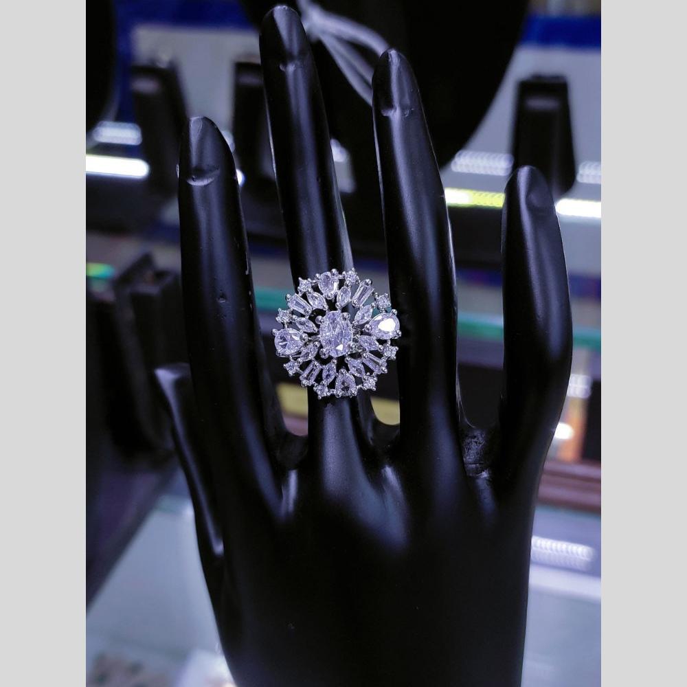 Manisha Jewellery Elegant Silver-Plated American Diamond Ring for Women