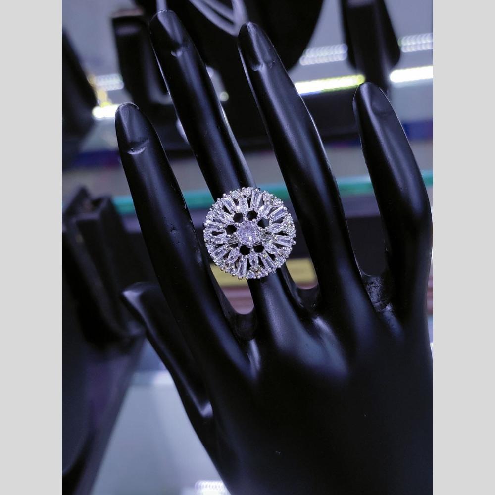 Manisha Jewellery Elegant Silver-Plated American Diamond Ring for Women