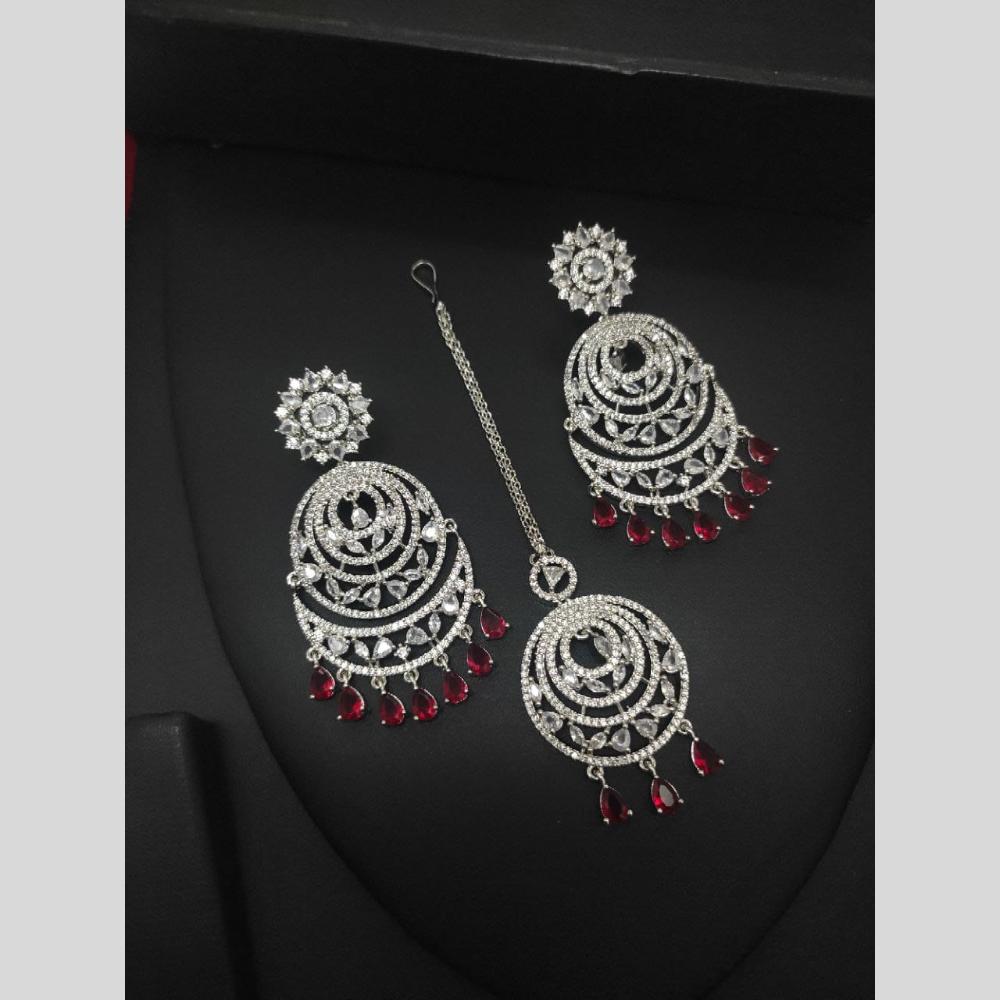 Manisha Jewellery Silver Plated American Diamond Dangler Earrings