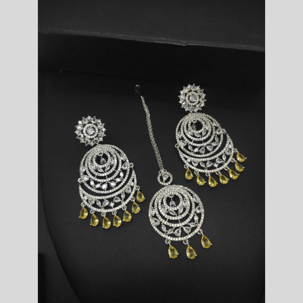 Manisha Jewellery Silver Plated American Diamond Dangler Earrings