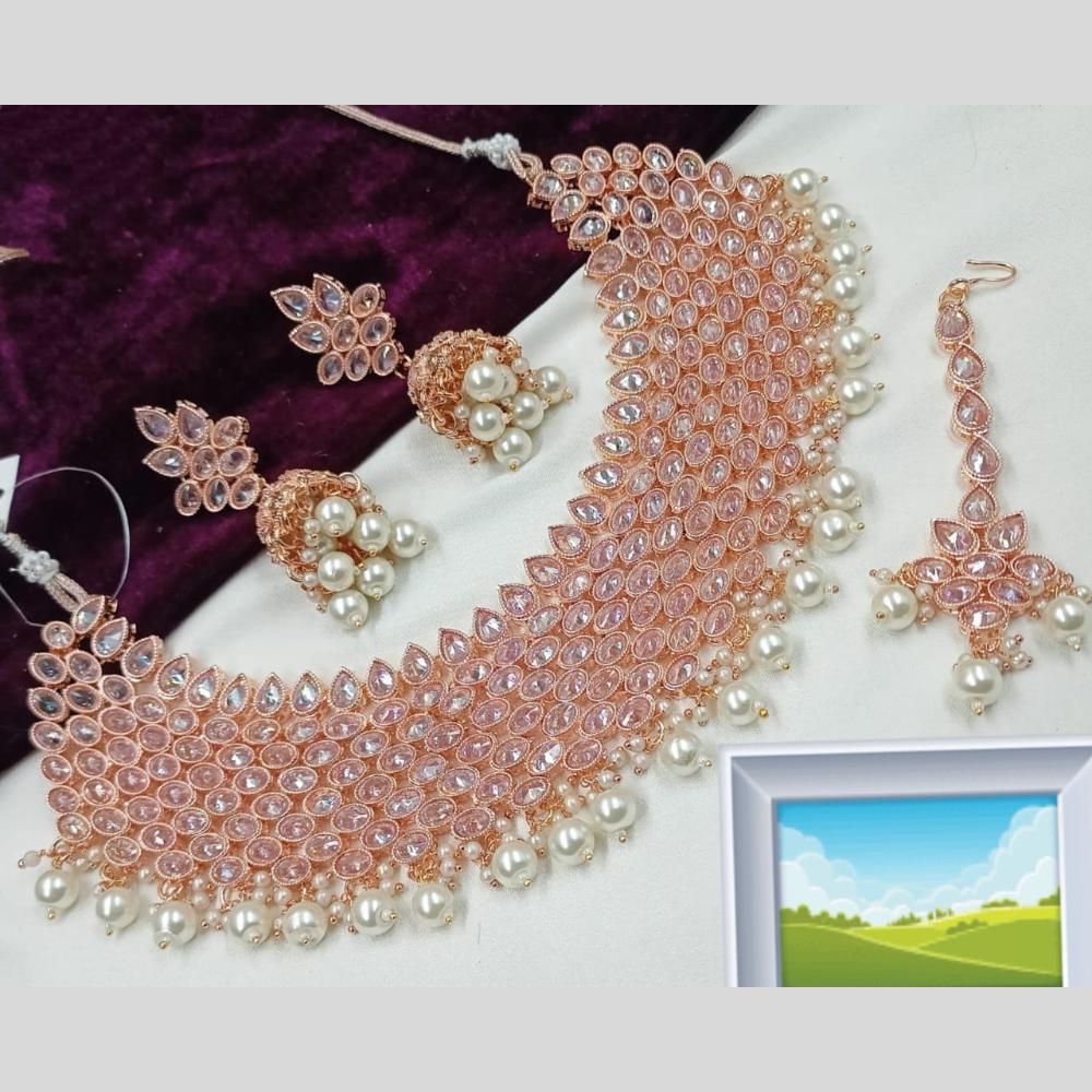 Manisha Jewellery Gold Plated Crystal Stone And Pearls Necklace Set