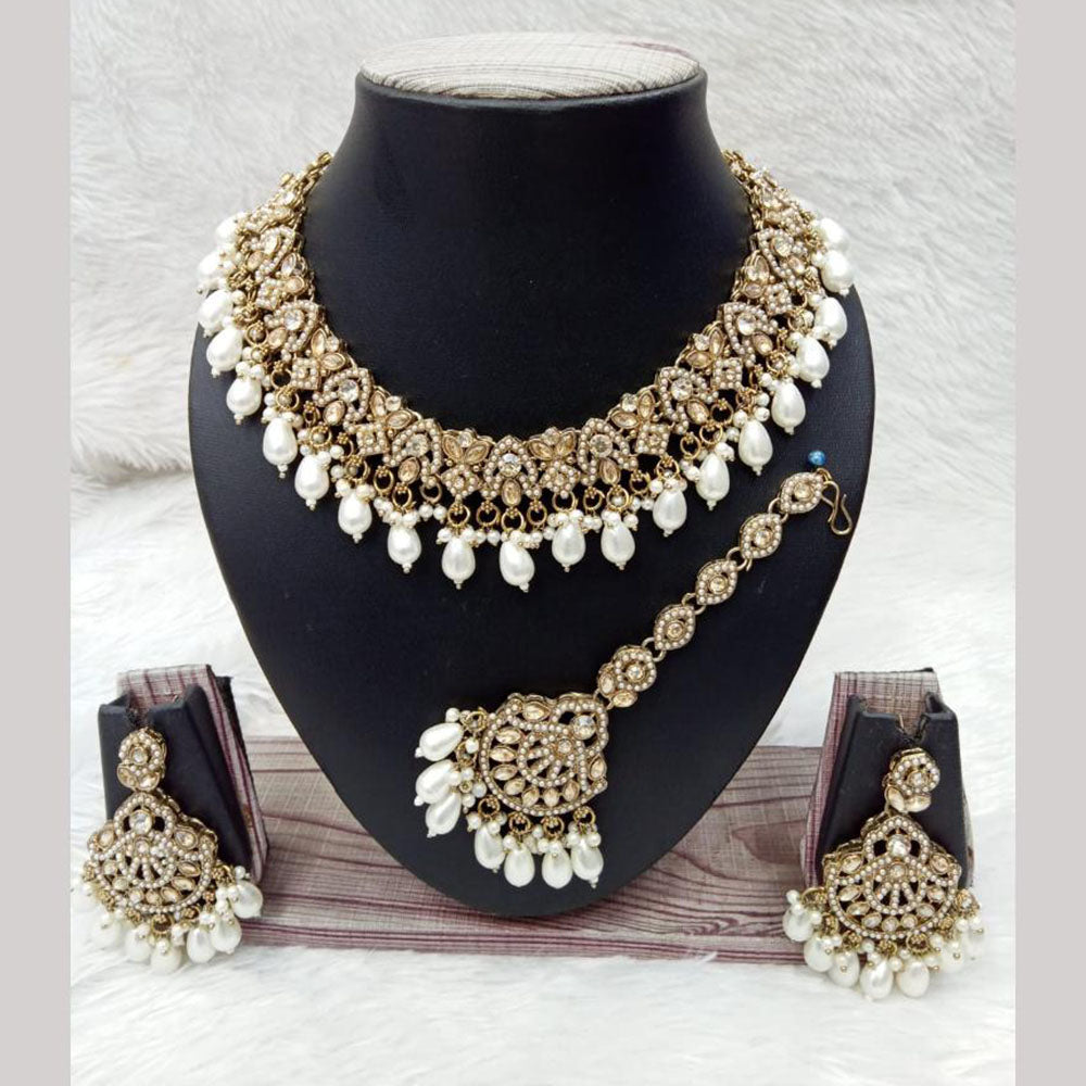 Manisha Jewellery Timeless Grace Crystal and Pear Necklace Set