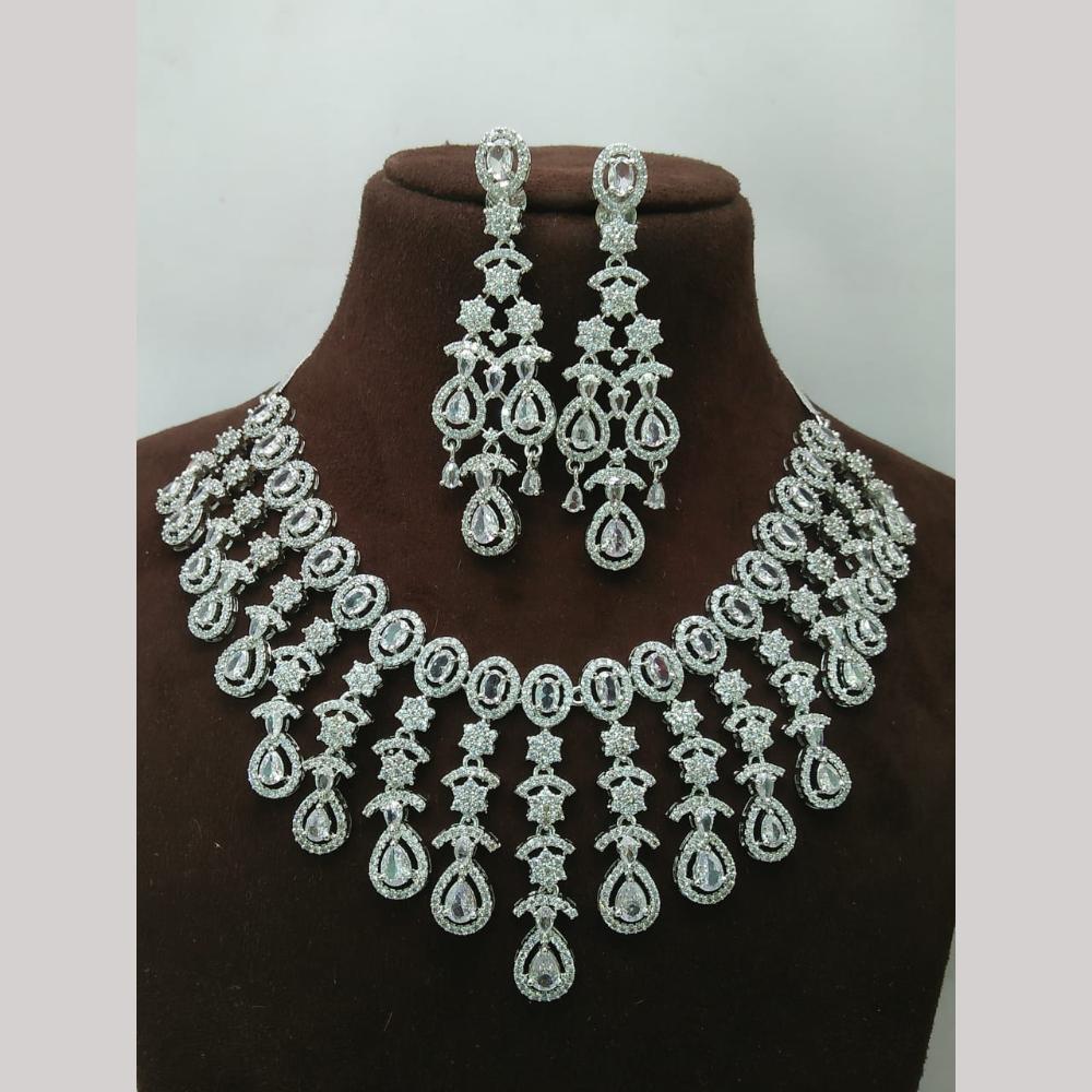 Manisha Jewellery Shimmer Luxe Elegant American Diamond Necklace Set