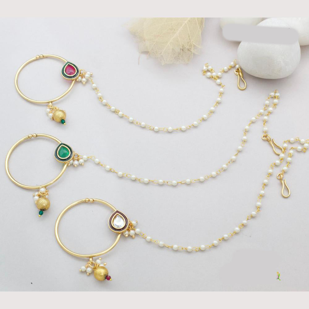 Manisha Jewellery Designer Kundan And Pearl Nose Ring