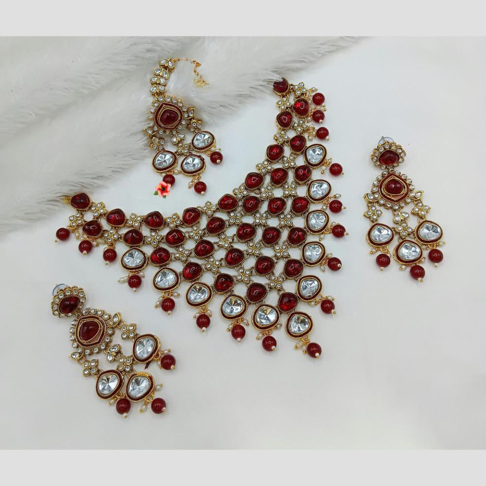 Manisha Jewellery Styled to Shine Crystal Stone And Beads Elegant Necklace Set