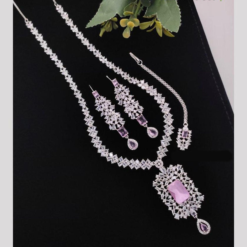 Manisha Jewellery American Diamond Necklace Set with Teardrop Earrings