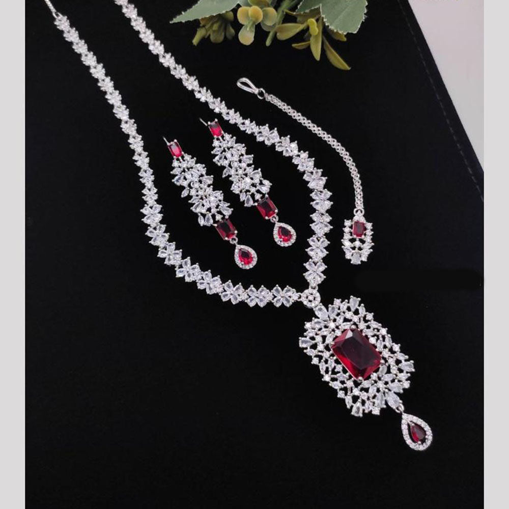 Manisha Jewellery American Diamond Necklace Set with Teardrop Earrings