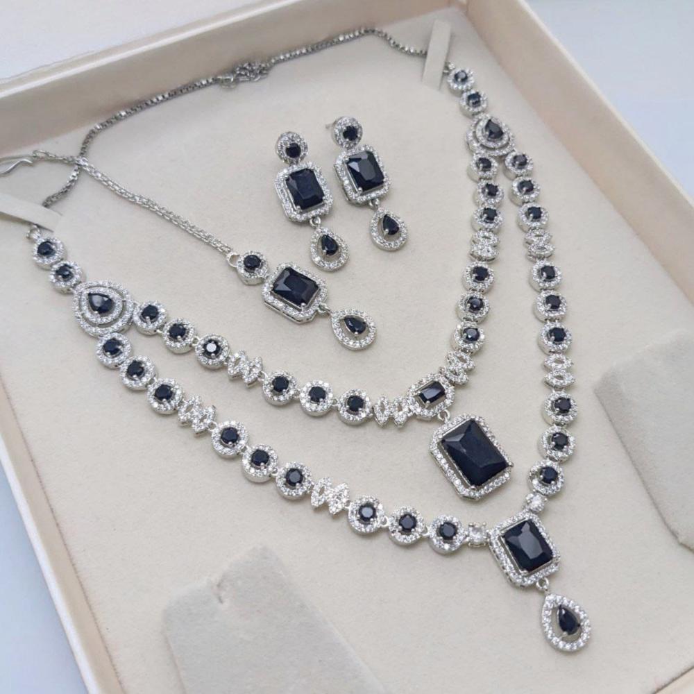 Manisha Jewellery American Diamond Necklace Set with Mangtikka Earrings