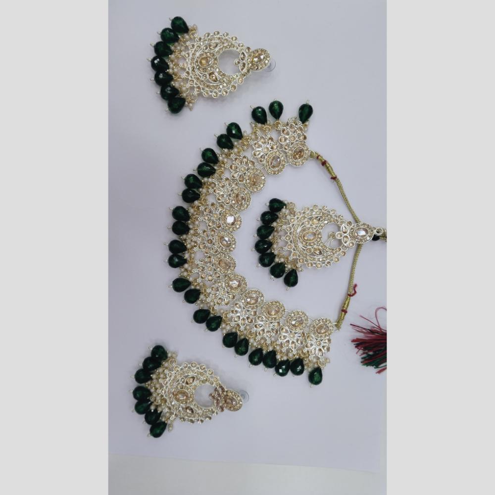 Manisha Jewellery Ethnic Necklace Set with Austrian Stones and Bead Detailing