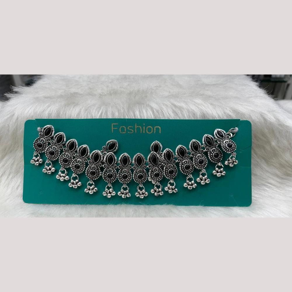 Manisha Jewellery Elegant Oxidised Plated Pota Stone Design Necklace Set