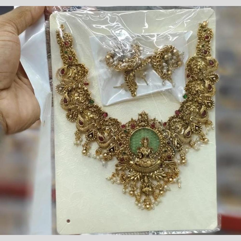 Manisha Jewellery Traditional Temple Necklace Set with Dangling Drops