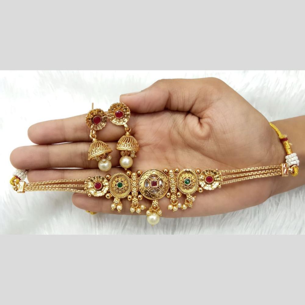 Manisha Jewellery Traditional Choker Necklace Set with Pearl Drops
