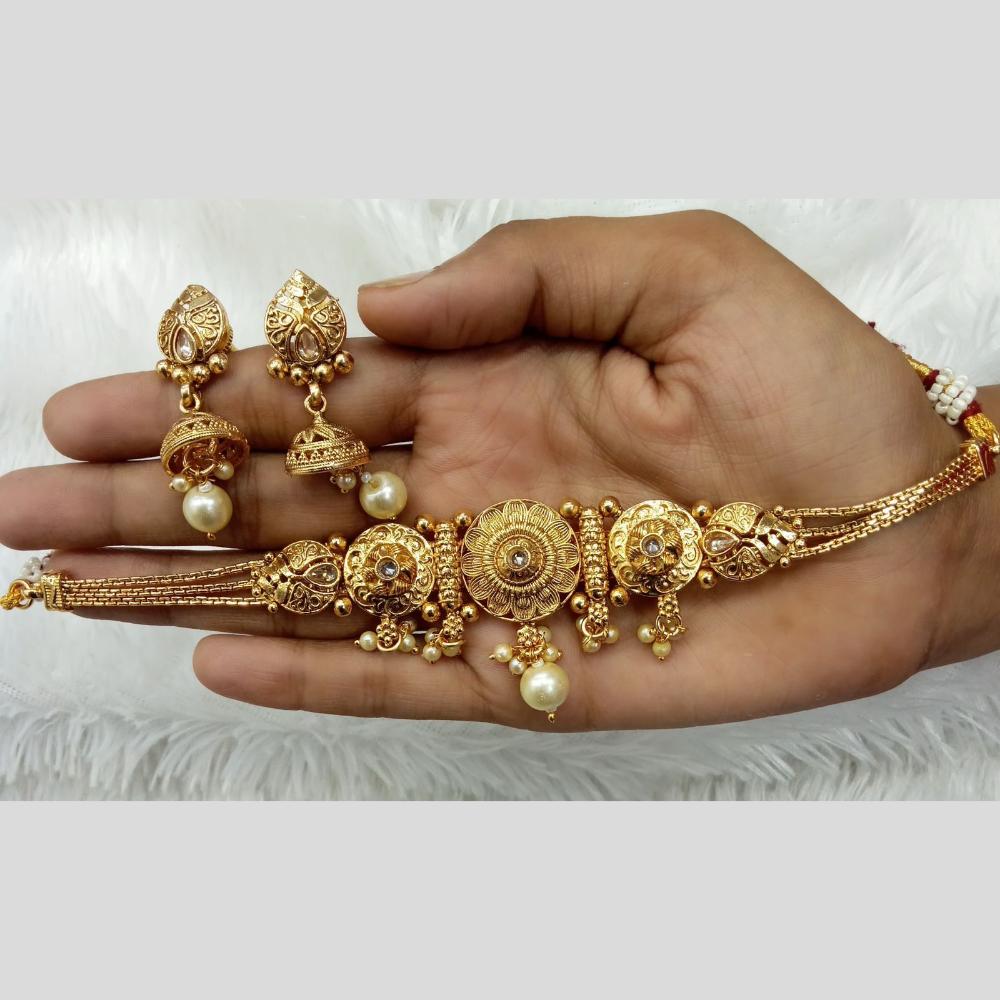 Manisha Jewellery Traditional Choker Necklace Set with Pearl Drops