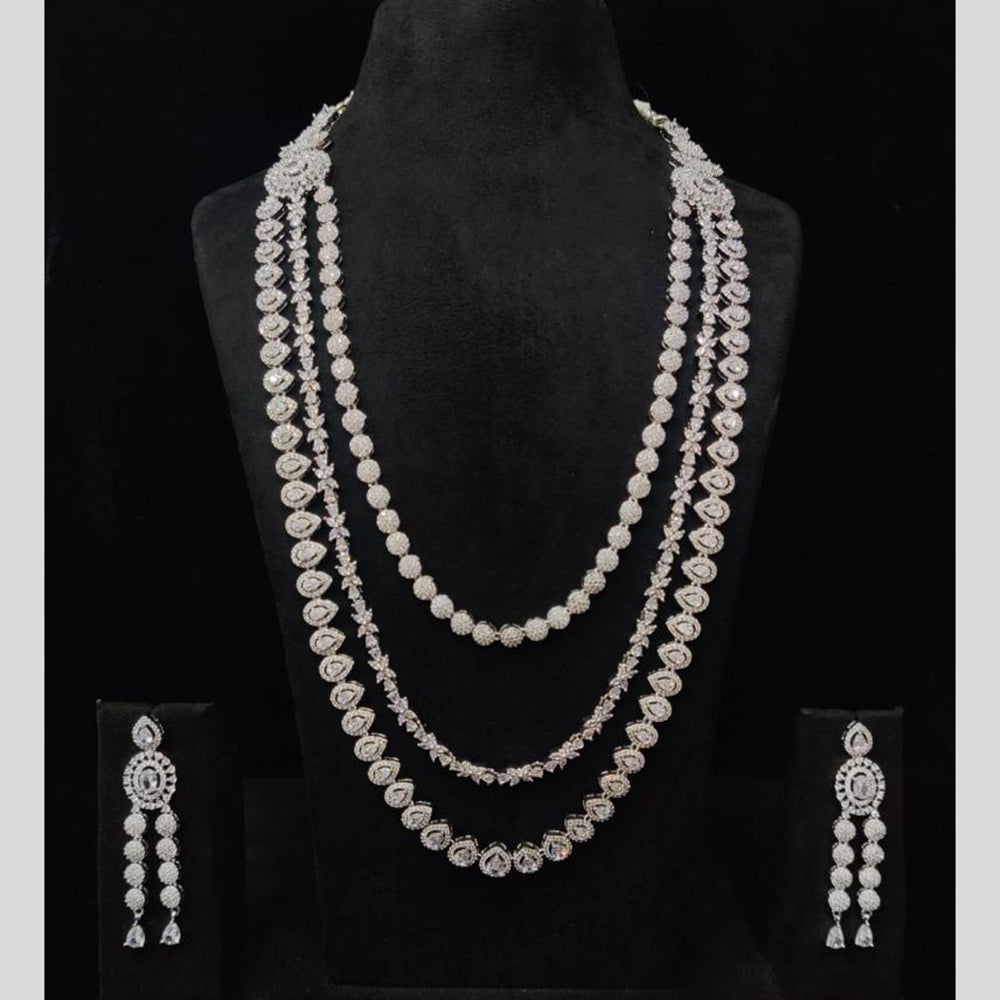Manisha Jewellery Luxury Multi Layer American Diamond Necklace Set
