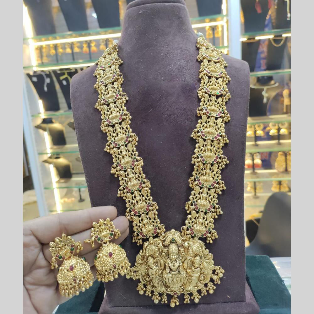Manisha Temple Jewellery Set with Goddess Motif Ethnic Long Necklace with Earrings