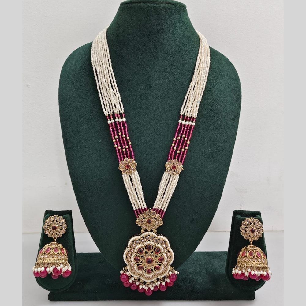 Manisha Jewellery Pearl And Crystal Stone Long Necklace Set