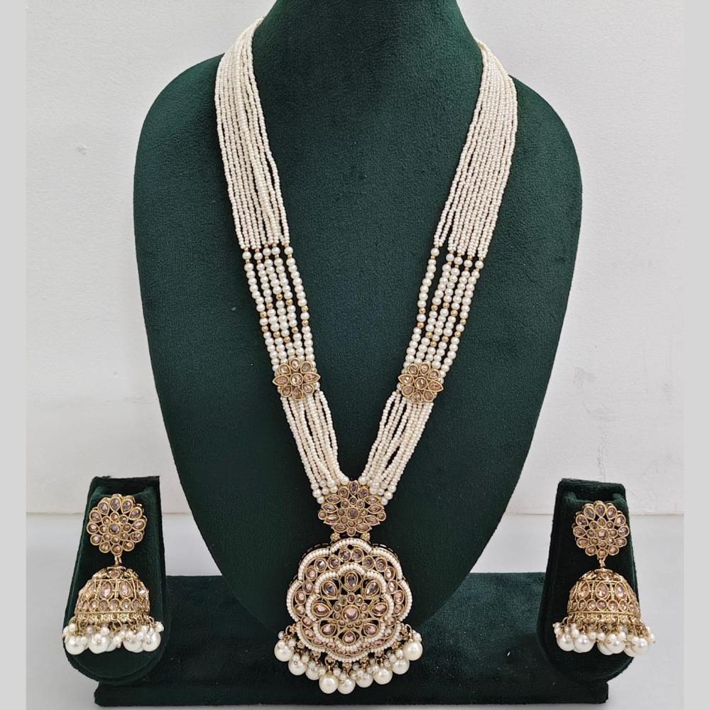 Manisha Jewellery Pearl And Crystal Stone Long Necklace Set