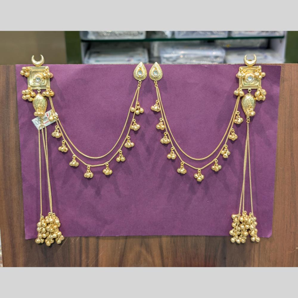 Grace in Every Drop Manisha Pota Stone Dangling Earrings with Kan chain