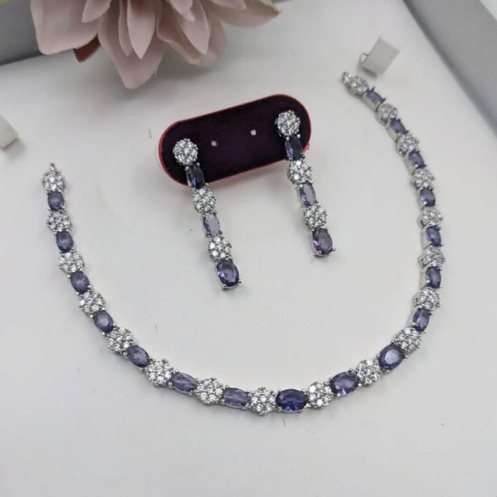 Manisha Jewellery Luxury Rhodium Polish American Diamond Necklace Se