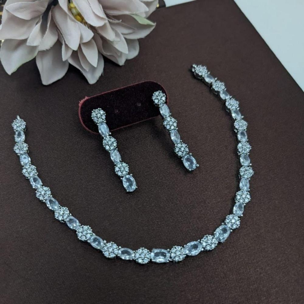 Manisha Jewellery Luxury Rhodium Polish American Diamond Necklace Se